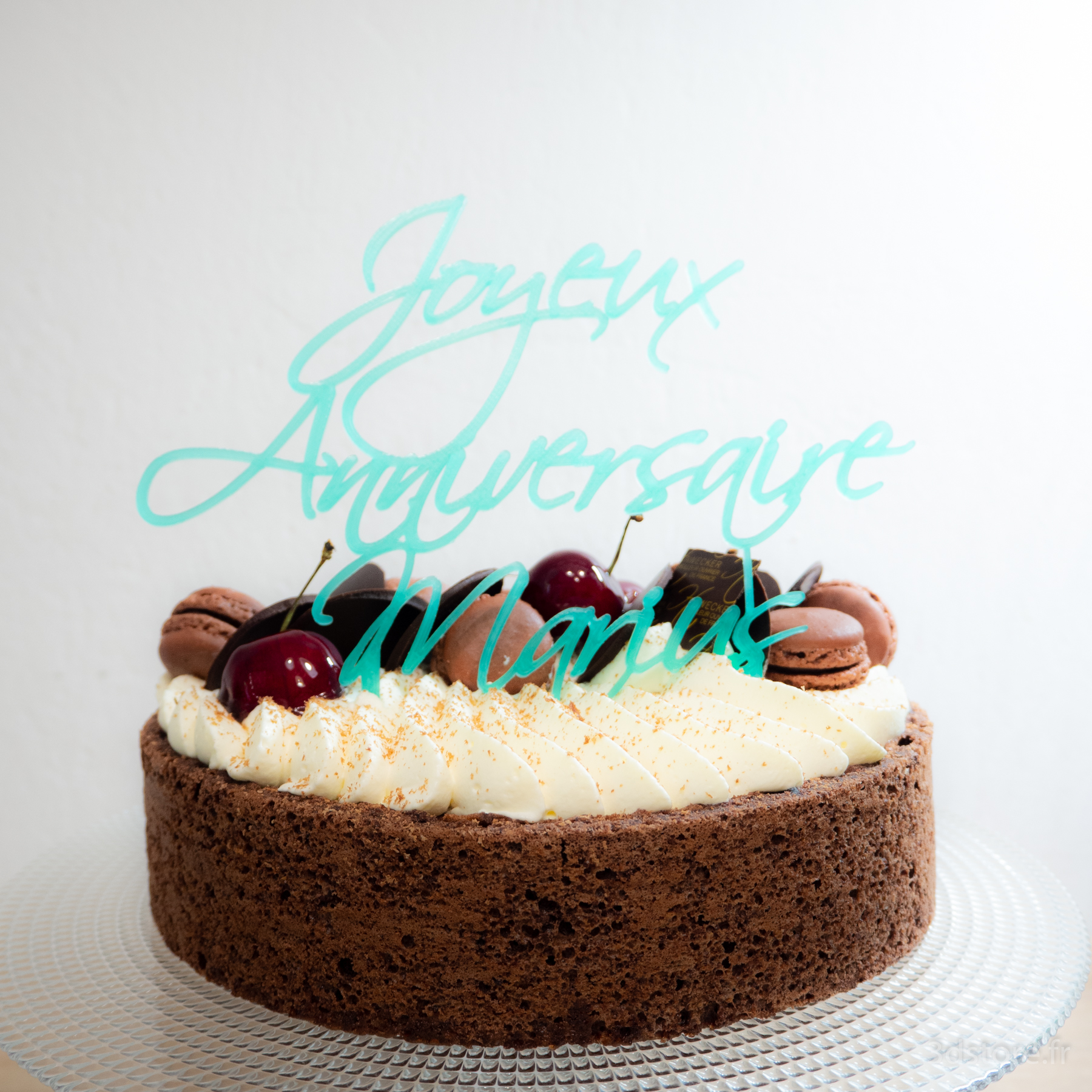 Cake Topper personnalisable - Joyeux Anniversaire avec Prénom - 3dstore