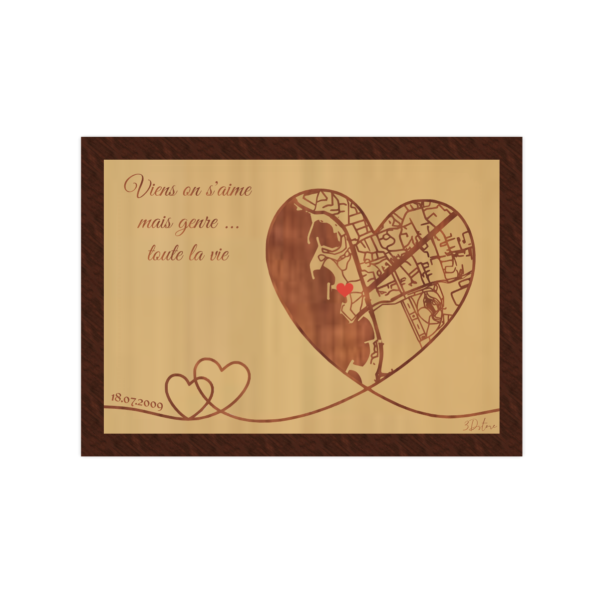 Carte postale bois Love - Ma Gravure Perso