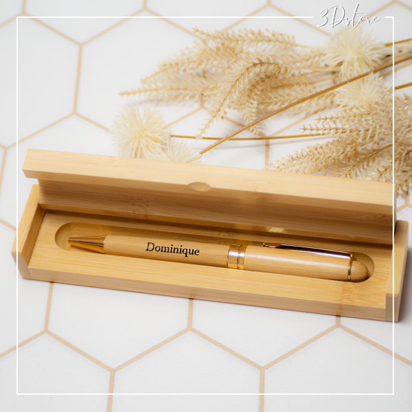 coffret et stylo en bambou personnalisables
