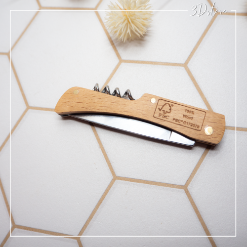 couteau en bois personnalisé avec tirebouchon