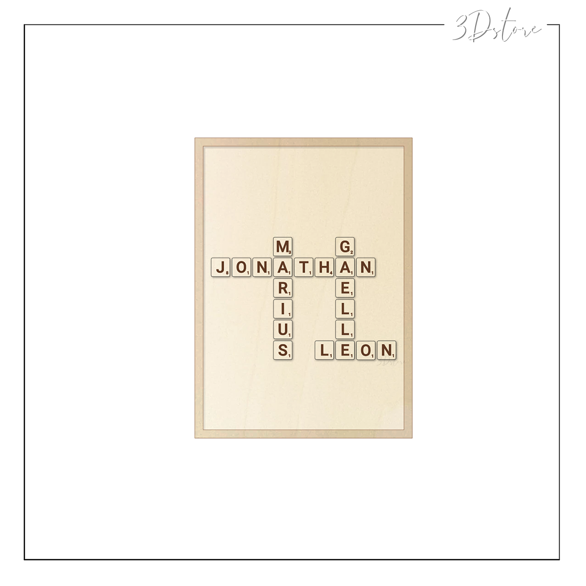 Cadre Photo Scrabble Personnalisé - Gris, 20x20cm, Mariage/anniversaire - Fait Main