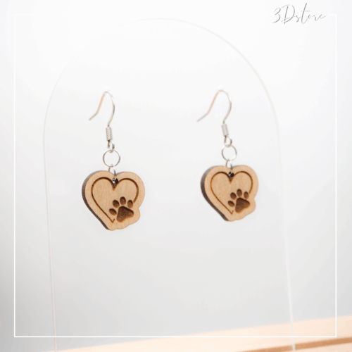 Crochets d'oreilles - Coeur et patte de chat