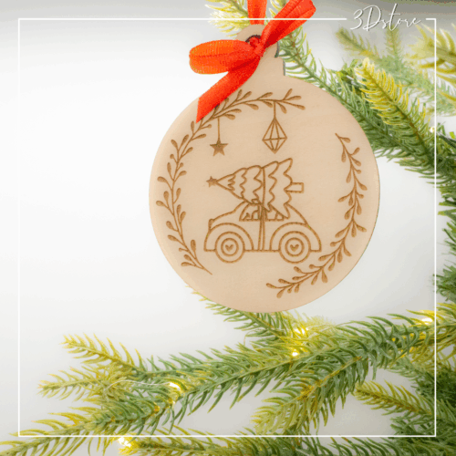 Suspension de noël - Voiture et sapin