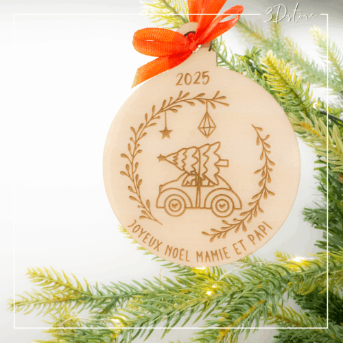 Suspension de noël - Voiture et sapin mamie et papi