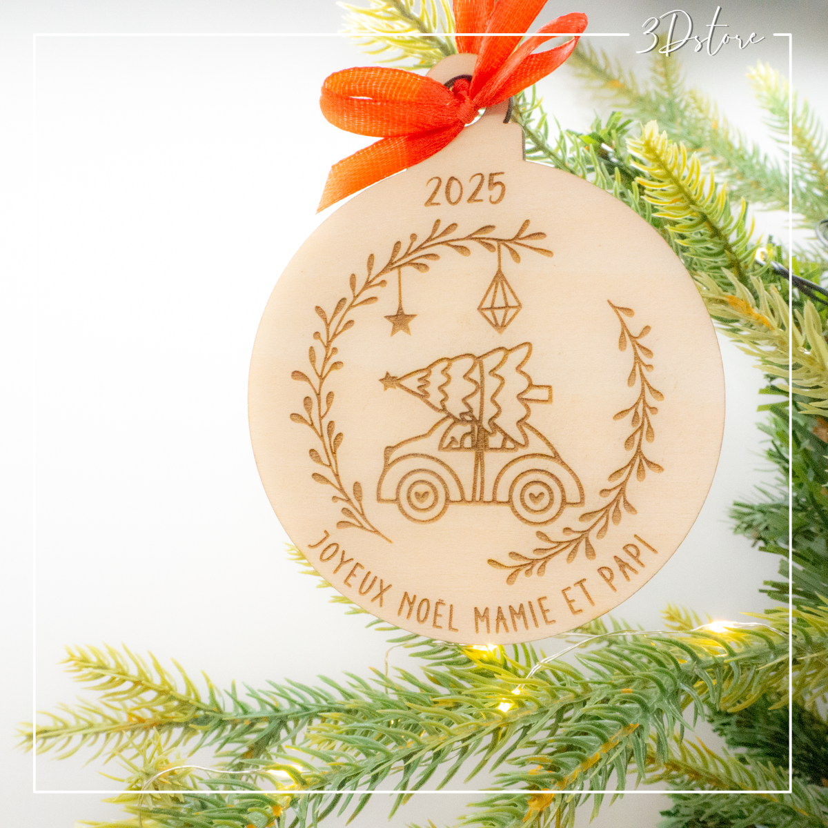 Suspension de noël - Voiture et sapin mamie et papi