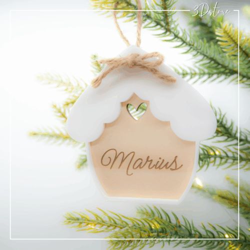 Suspension de noël personnalisable - Maison avec prénom