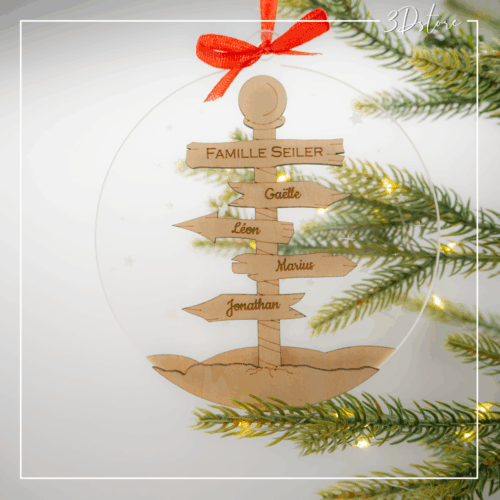 Boule de Noël personnalisable - famille panneaux directions