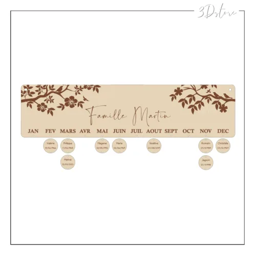 Calendrier anniversaires branches personnalisable