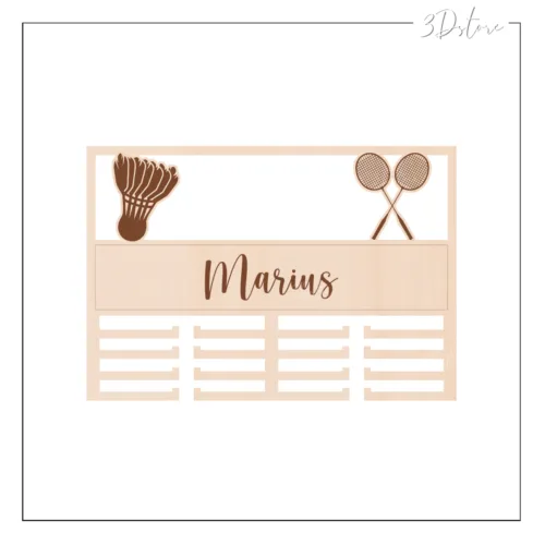 Porte médailles badminton personnalisable