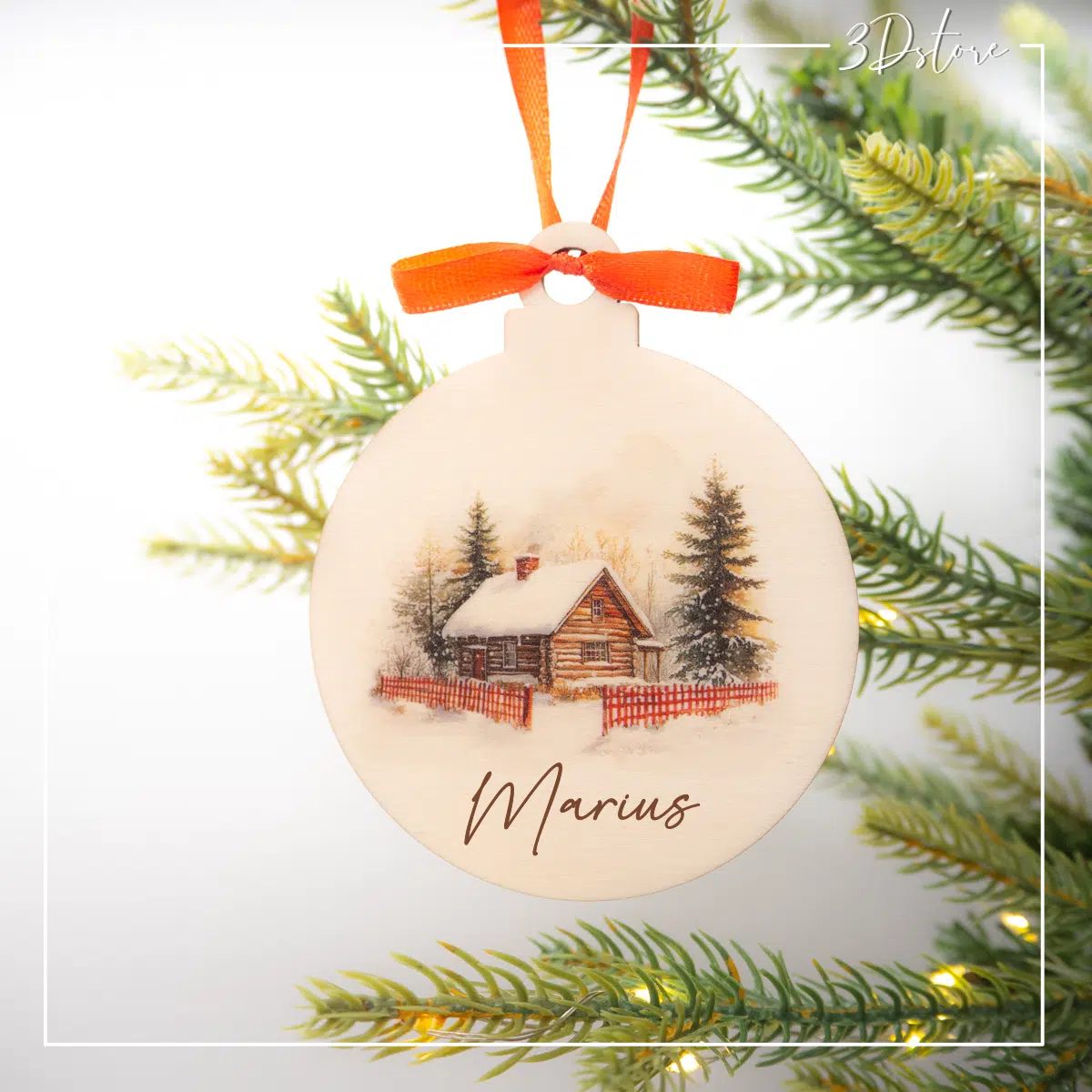 Boule de Noël personnalisable - Chalet enneigé