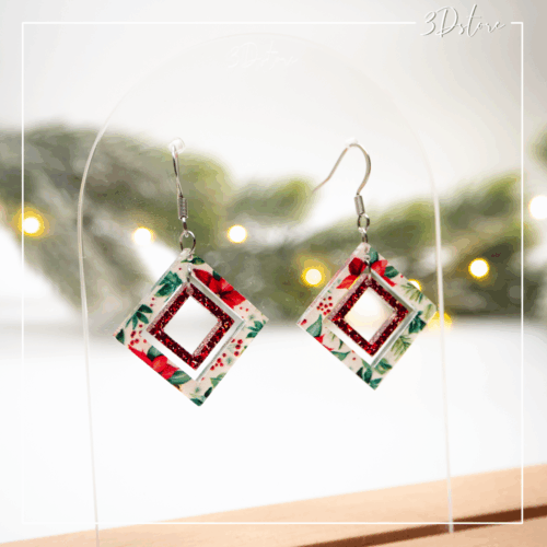 Crochets d'oreilles - Poinsettias de Noël