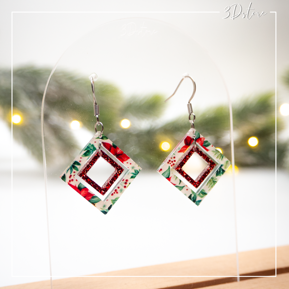 Crochets d'oreilles - Poinsettias de Noël