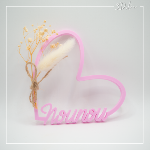 cœur fleuri nounou cadeau fin d'année impression 3D