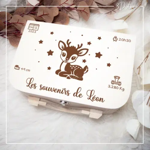 valisette personnalisable naissance chevreuil